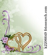 הזמנה של חתונה, זהב, לבבות