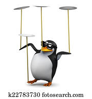 3d Penguin balances plates for fun 3d Penguin balances plates for fun
