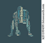 American football player shaped word cloud American football player shaped word cloud