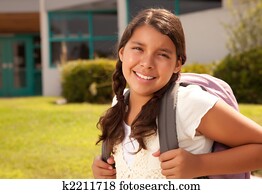 Cute Hispanic Teen Girl Student Ready for School Cute Hispanic Teen Girl Student Ready for School