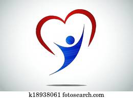 feliz, persona joven, salto, alegría, corazón