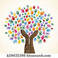 Human hand tree for culture diversity concept