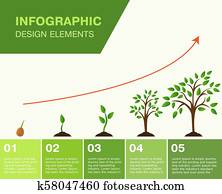 Infographic of planting tree. Seeds sprout in ground. Infographic of planting tree. Seeds sprout in ground.