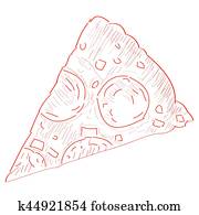 Isolated pizza outline Isolated pizza outline