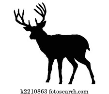 The black silhouette of a deer on white The black silhouette of a deer on white