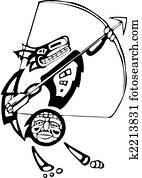 זאב ערבות, עם קשת וחץ