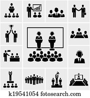 Business conference and presentation icons Business conference and presentation icons
