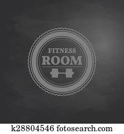 Emblem fitness room in retro style