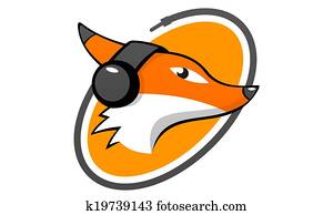 fox head listening music logo fox head listening music logo