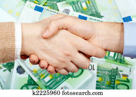 handshake, a, peniaze