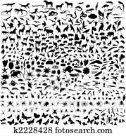 jogo, de, animal, silhuetas