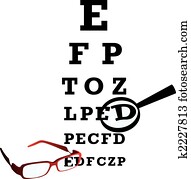 בחון, אלפבית, ב, oculist, חדר, עם, משקפיים, ו, loupe., וקטור, illustration.