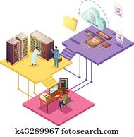 Datacenter Isometric Illustration Datacenter Isometric Illustration