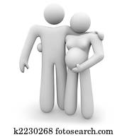 Expectant Couple Embracing - Awaiting Baby Expectant Couple Embracing - Awaiting Baby