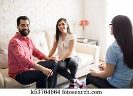 gelukkig paar, en, psycholoog, in, de werkkring