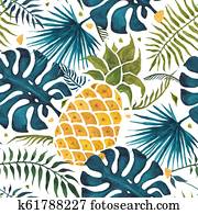 Pineapple background. Watercolor Seamless pattern. Pineapple background. Watercolor Seamless pattern.