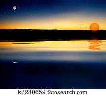 Sunset on water surface