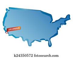 Vector map of USA and Los Angeles Vector map of USA and Los Angeles