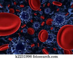 Virus and blood cells A Virus and blood cells A