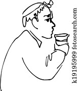 bald man drinking from a cup bald man drinking from a cup