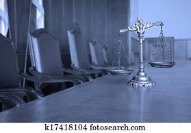 Decorative Scales of Justice in the Courtroom Decorative Scales of Justice in the Courtroom