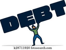 Man trying to bear and balance a huge debt