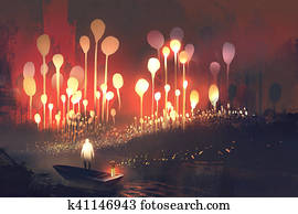 night scenery of fantasy forest night scenery of fantasy forest