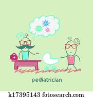 pediatrician at work listening to her mother with a baby in a stroller pediatrician at work listening to her mother with a baby in a stroller