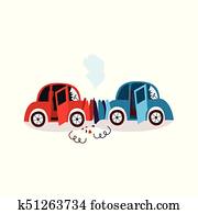 vector flat cartoon car accident isolated vector flat cartoon car accident isolated