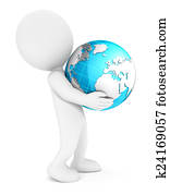3d, weiß, leute, halten, erde