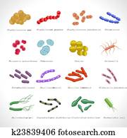 Bacteria icons set Bacteria icons set