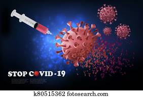 coranavirus, מושג, רקע., מזרק, עם, תרכיב, להשמיד, וירוס, covid, -, 19, molecules., וקטור, דוגמה