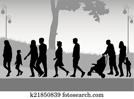 Crowd of people walking