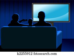 Family watching TV