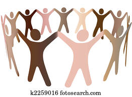 Human skin tones blend in ring of diverse people Human skin tones blend in ring of diverse people