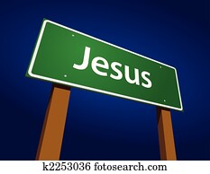 Jesus Green Road Sign Illustration