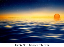 Sunset on water surface