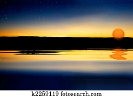 Sunset on water surface