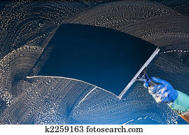 Window washer cleaning glass Window washer cleaning glass