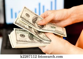 business concept. person shows money in hands