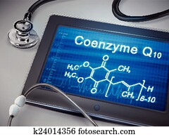 coenzyme Q10 words display on tablet coenzyme Q10 words display on tablet