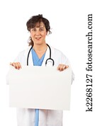 Female doctor holding the placard