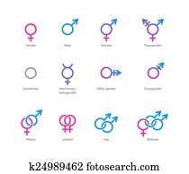 Gender symbol icon set
