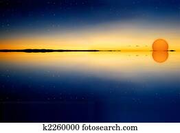 Sunset on water surface