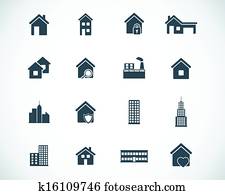 Vector black building icons set Vector black building icons set