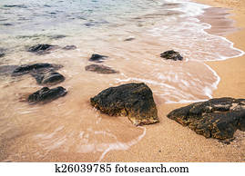 Waves lapping on the sandy beach