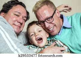 זוג הומוסקסואלי, עם, צעיר, ילד