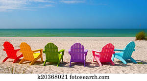 Adirondack Beach Chairs for a Summer Vacation in the Shell Sand 