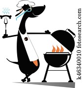 Barbecue and dog isolated Barbecue and dog isolated