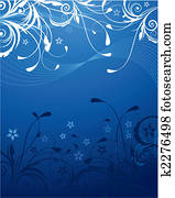 blau, blumen-, hintergrund